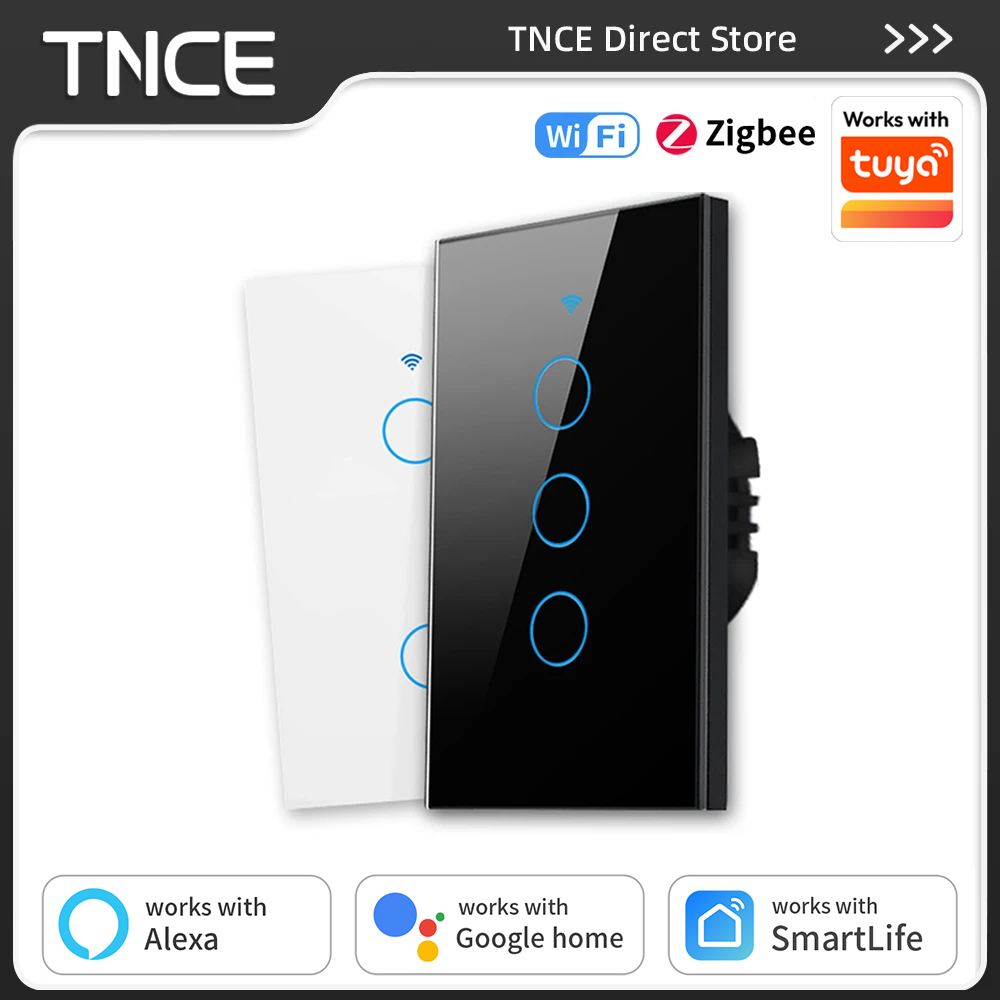 TNCE Tuya US WiFi/Zigbee スマートウォールスイッチ 1/2/3/4 ギャングライトスイッチ スマートタッチセンサー スマートホーム Alexa Google Home と連携