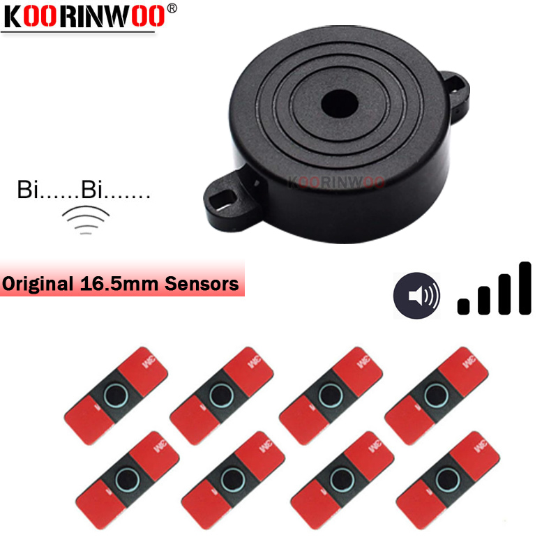 Koorinwoo 超音波オリジナル 16.5 ミリメートルフラットカーセンサー調節可能なスピーカー駐車センサー 8 プローブフロントバックアラーム駐車支援