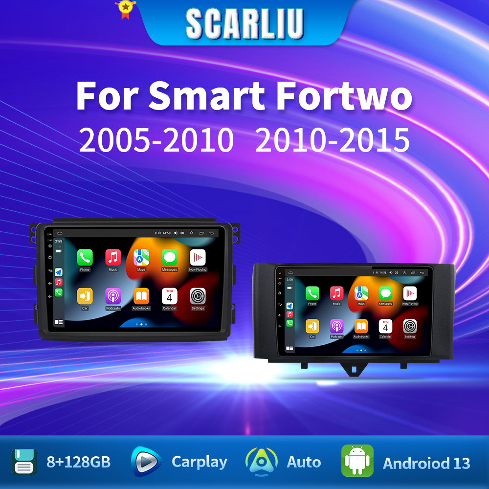 スマートフォーツー 451 2005 - 2010 2010-2015 マルチメディア GPS ナビゲーション DSP RDS 4 グラム SWC CarPlay 2Din 9 インチ Android オートカーラジオ