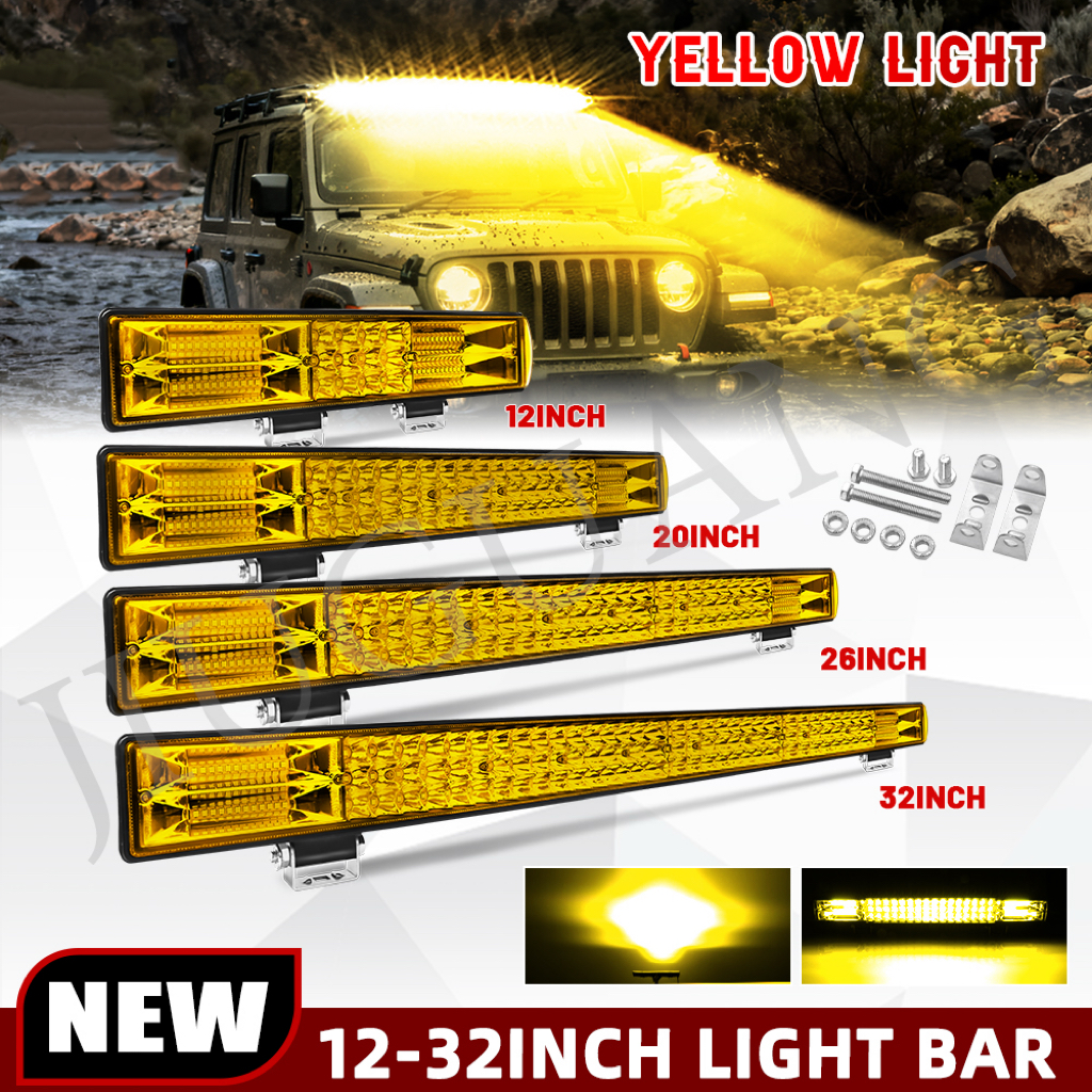 HL 12V 24V LED ライトバー 3000K アンバースポットフラッドコンボビームワークライトオフロード使用ボート 4x4 Lada 車バラ LED ヘッドライト
