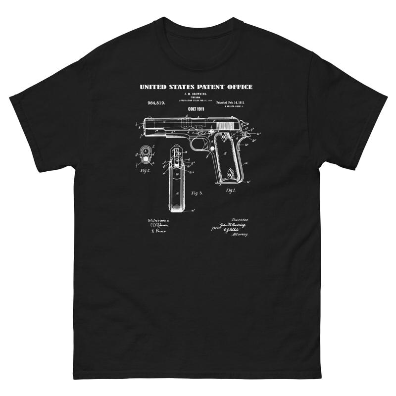 COLT 1​​911 PISTOL PATENT 45 cal GUN クラシック T シャツ