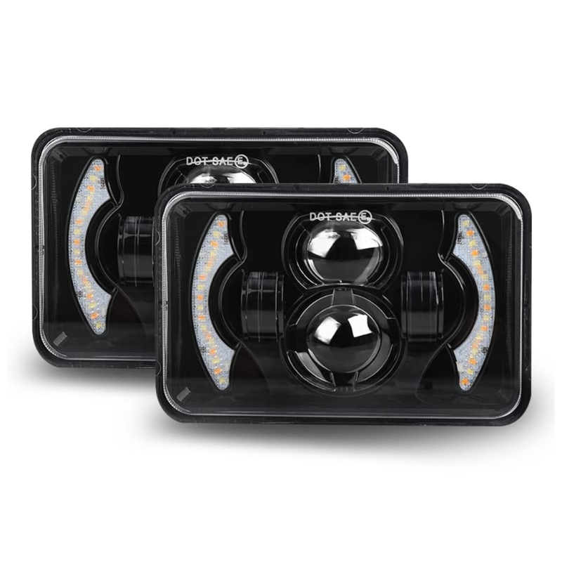 オートバイ 5 インチ 4X6 LED ヘッドライトオフロード車のトラック不整地高低ビームドライビングライトアルミハウジング D7YA