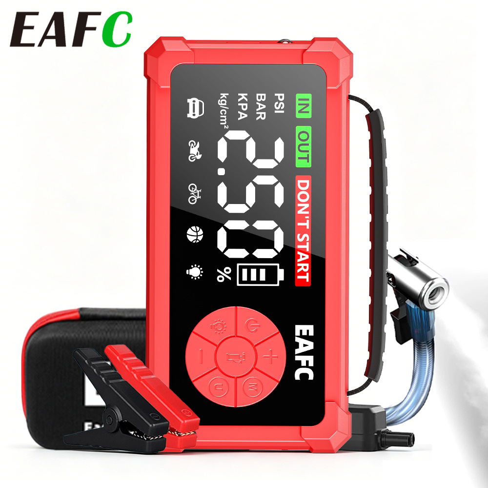 EAFC 3000A Portable Car Jump Starter Air Compressor 12V Auto Battery Booster Digital Tire Inflator PowerBank LED Emergency Light