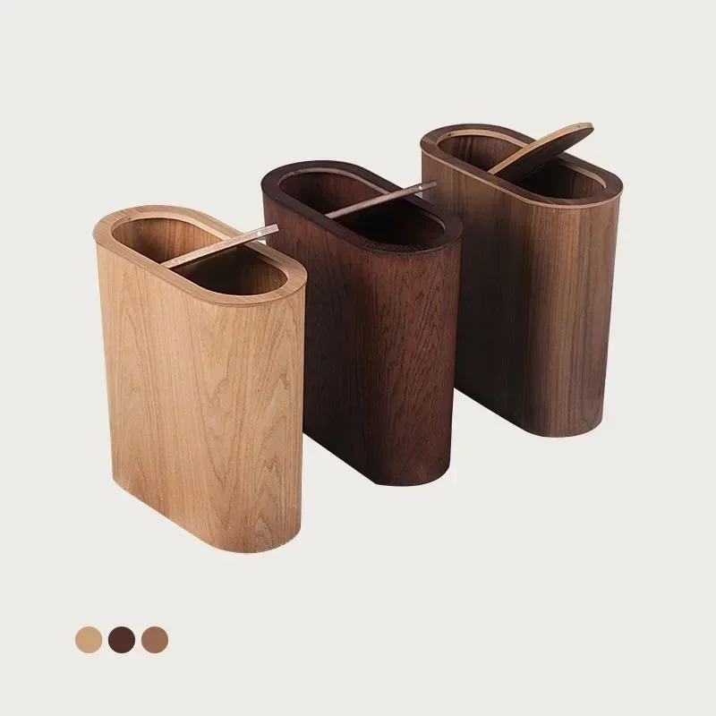 無垢材紙バスケット北欧木製ゴミ箱大容量蓋付きキッチンゴミ箱クリエイティブキッチン収納用品