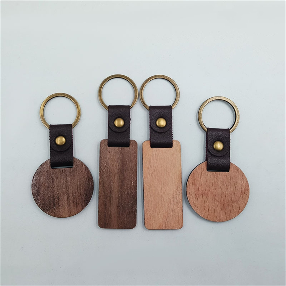 DIYクラフト用未完成木製キーホルダーブランク長方形木製キータグ100個