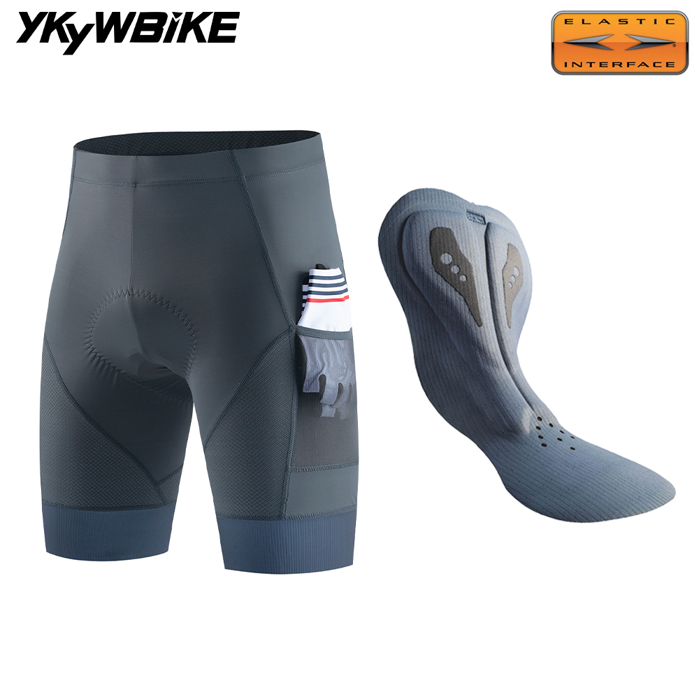 YKYWBIKE サイクリングショーツパッド入り男性夏ロードバイクショーツ自転車パンツプロチーム MTB 自転車服タイツ長距離