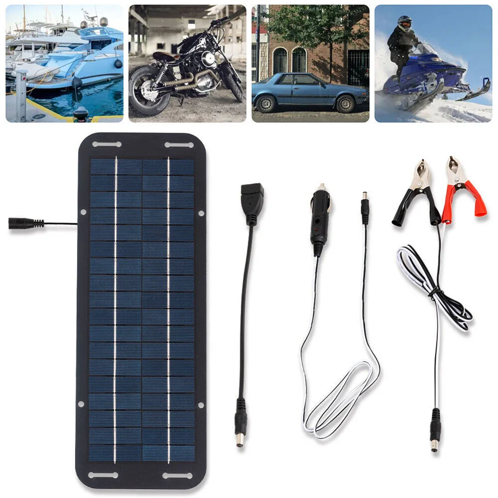 セット 30 ワットソーラーパネル 12V トリクル充電器バッテリー充電器キット双頭クリップと USB メスケーブルメンテナンスボート車 RV