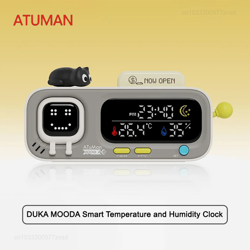 DUKA MOODA スマートデスクトップ温度と湿度時計電気デジタル温度と湿度計ホームスマート楽しいリマインダー