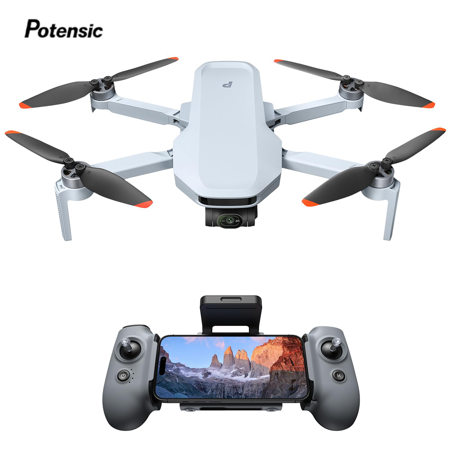 Potensic ATOM 2 カメラドローン、4K HDR ビデオ、8K 写真、3 軸ジンバル、249g 未満、垂直撮影、10 KM、AI ナイトショット、AI トラック