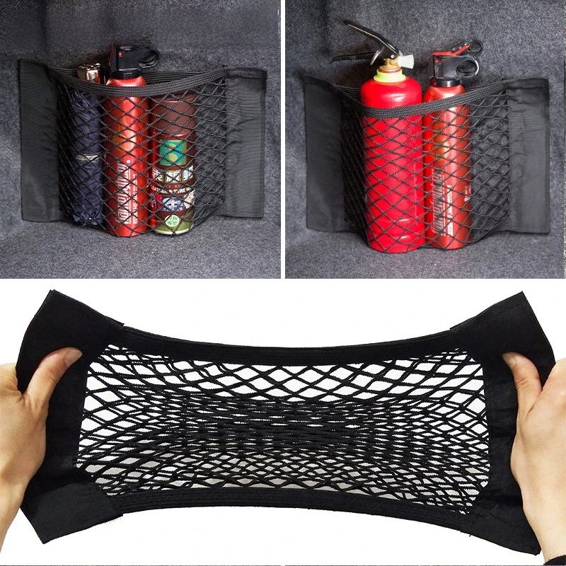 車のトランクメッシュオーガナイザー車のテール収納ネットシートバックポケットユニバーサルトランクバッグ自動マジックテープネットワークインテリアアクセサリー