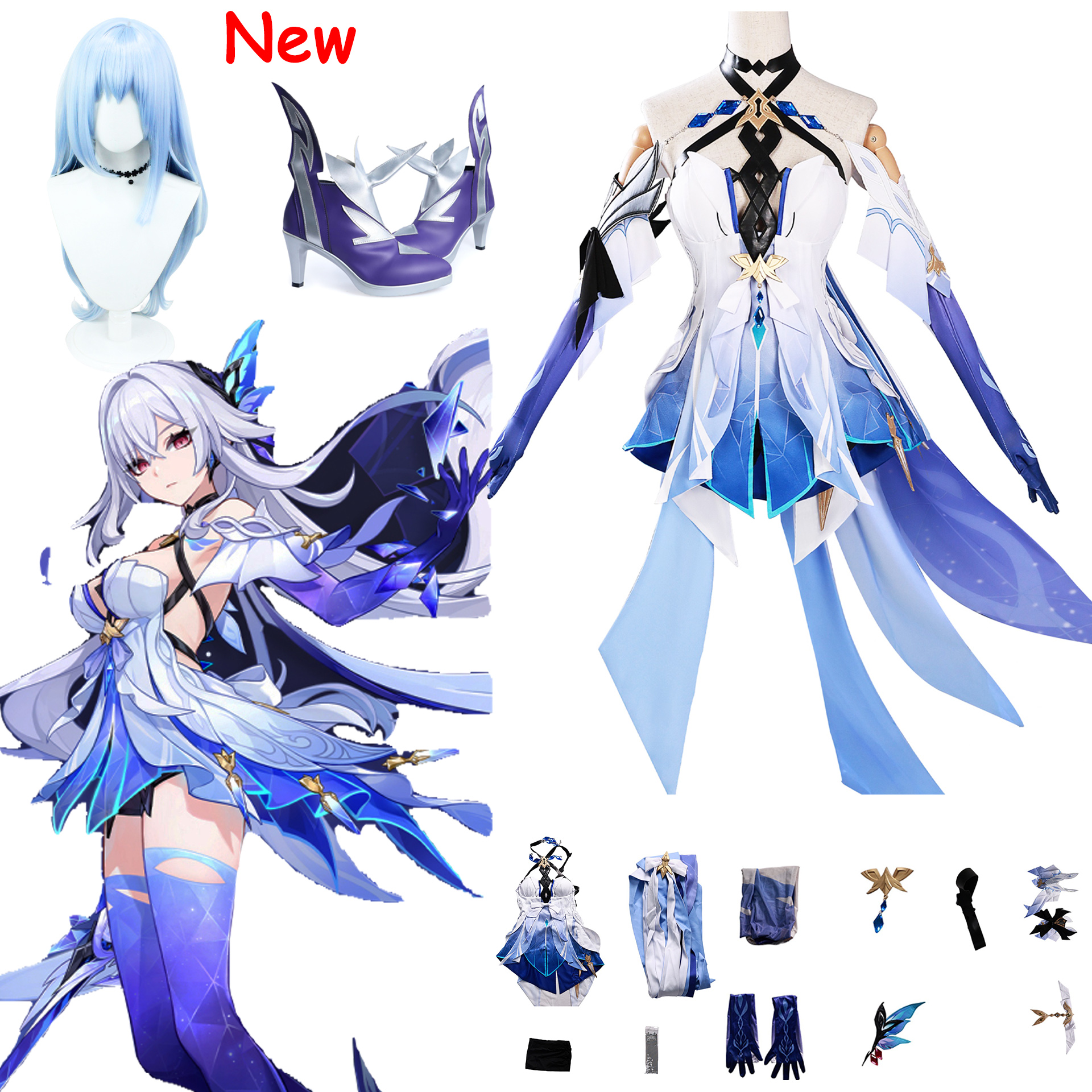 在庫 2025 ゲーム原神インパクト Skirk コスプレ衣装フルセット制服衣装 Skirk コスプレ衣装ロールプレイ小道具