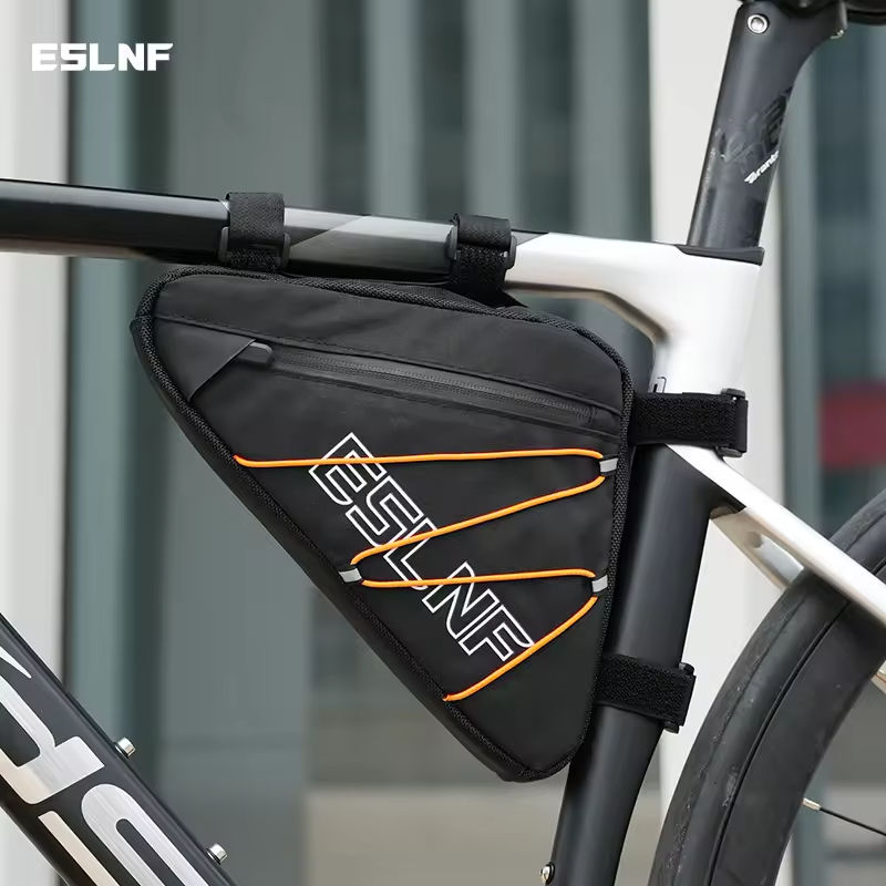ESLNF 反射自転車バッグ三角形大容量アウトドアスポーツサイクリングフレームフロントバッグ MTB ロードバイクポーチフレームバッグ