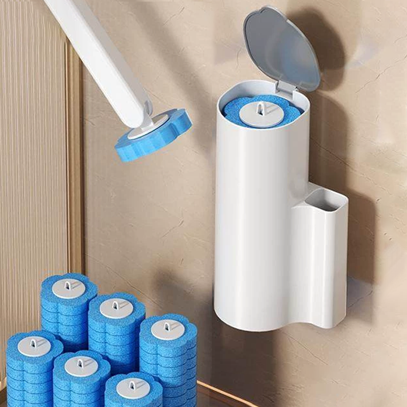 トイレブラシ使い捨て交換ヘッドクリーニングキット壁掛け便器ブラシロングハンドルホームトイレアクセサリーツール