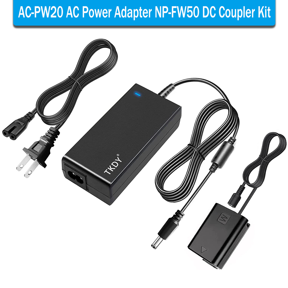 TKDY AC-PW20 連続電源アダプター NP-FW50 ZV-E10 ダミーバッテリー Sony Alpha ZVE10 A6400 A6000 A6100 A5100 A7 A7II カメラ用