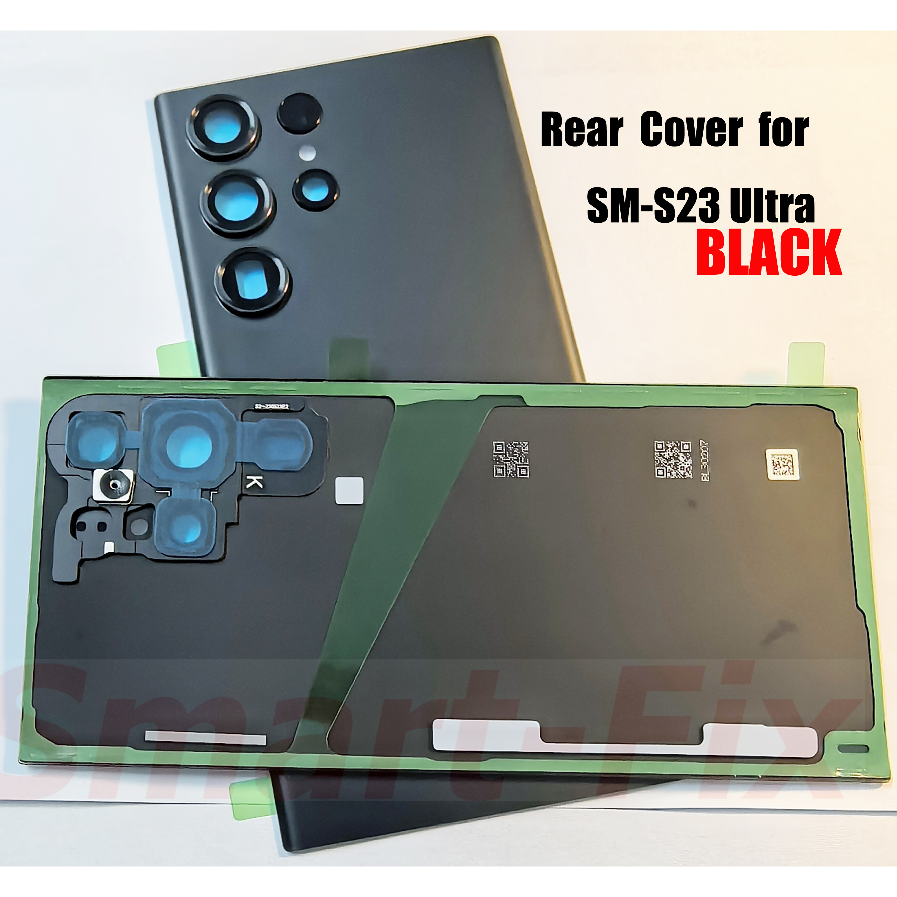 (O-E-M) SM-S23 ウルトラ S23U S23ULTRA バッテリードアハウジングバッテリーガラス背面 S23Ultra バックカバー接着剤とカメラレンズ付き