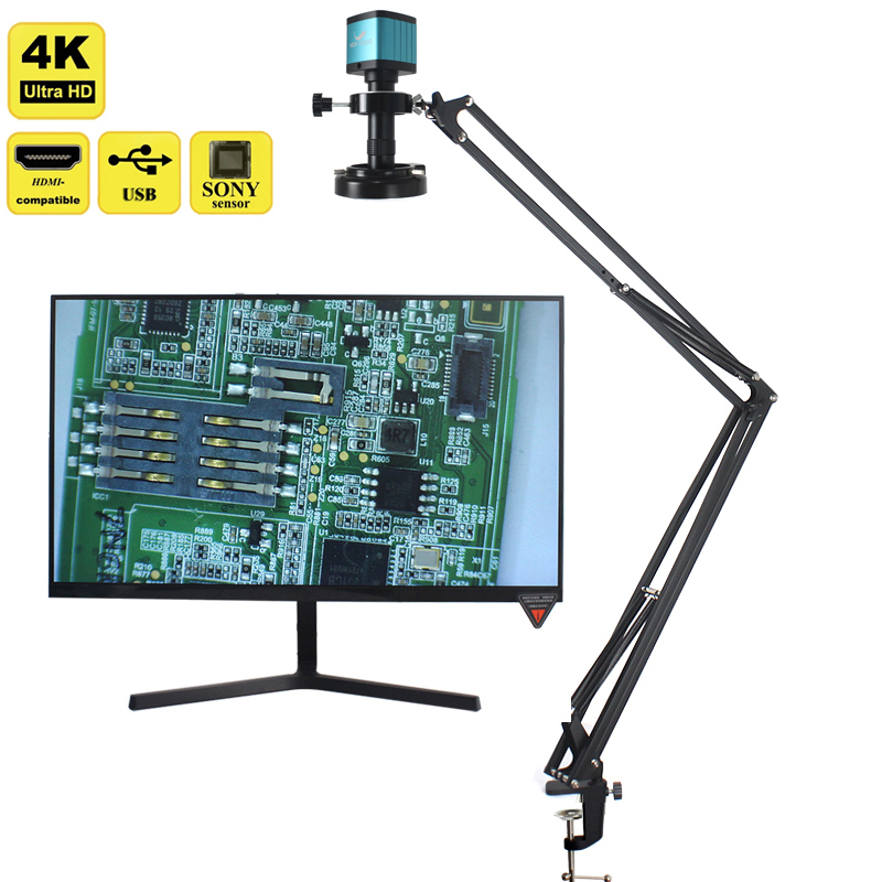 55MP 48MP 4K 1080P HDMI USBビデオ顕微鏡カメラ 1-130倍無限遠Cマウントレンズ LEDライトデジタル画像取得用