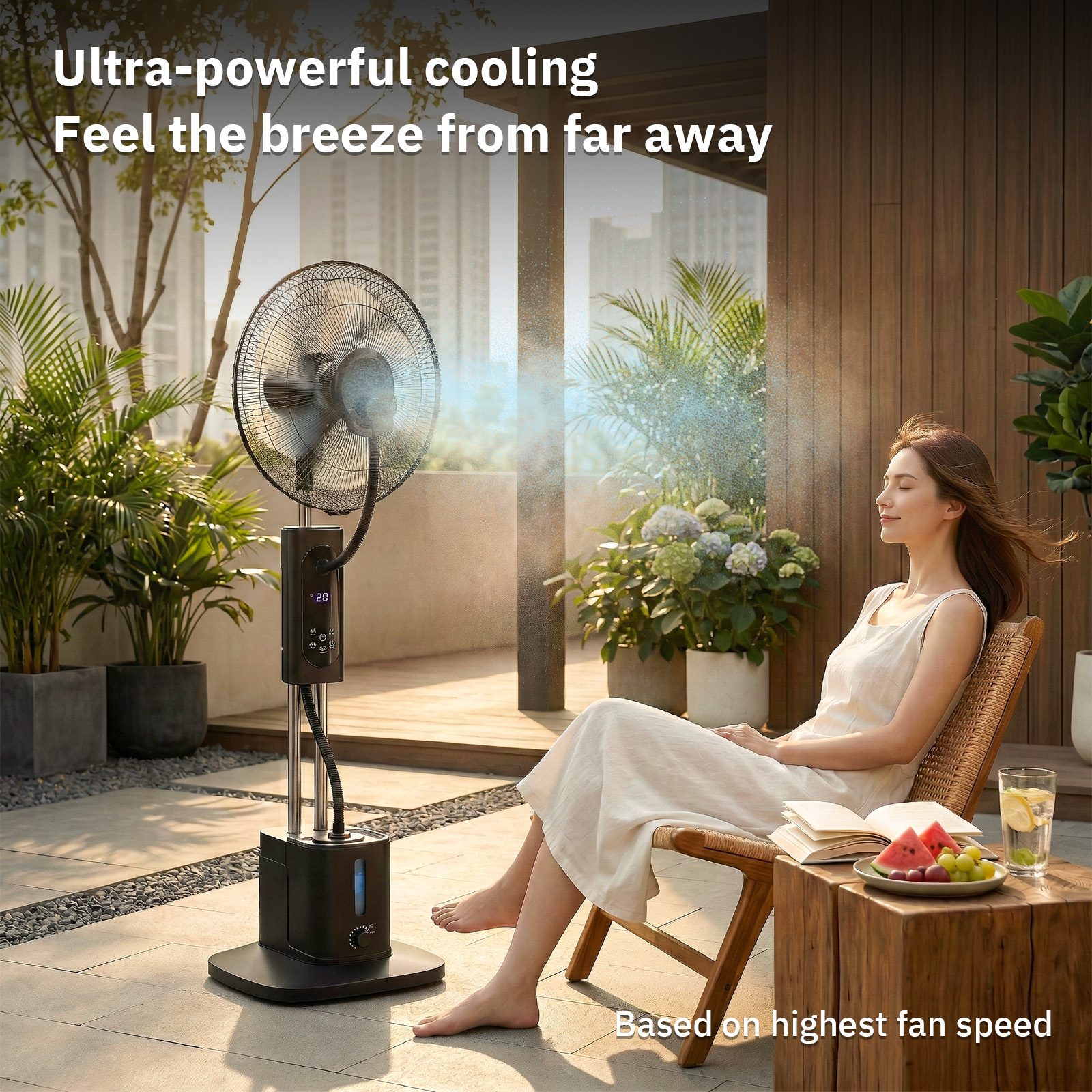 米国規格 MH-MF40C ミストスタンディングファン 16 インチ、110V 70W PP ボディアルミニウムモーター、2.5L 取り外し可能な水タンク、LED ディスプレイタッチ