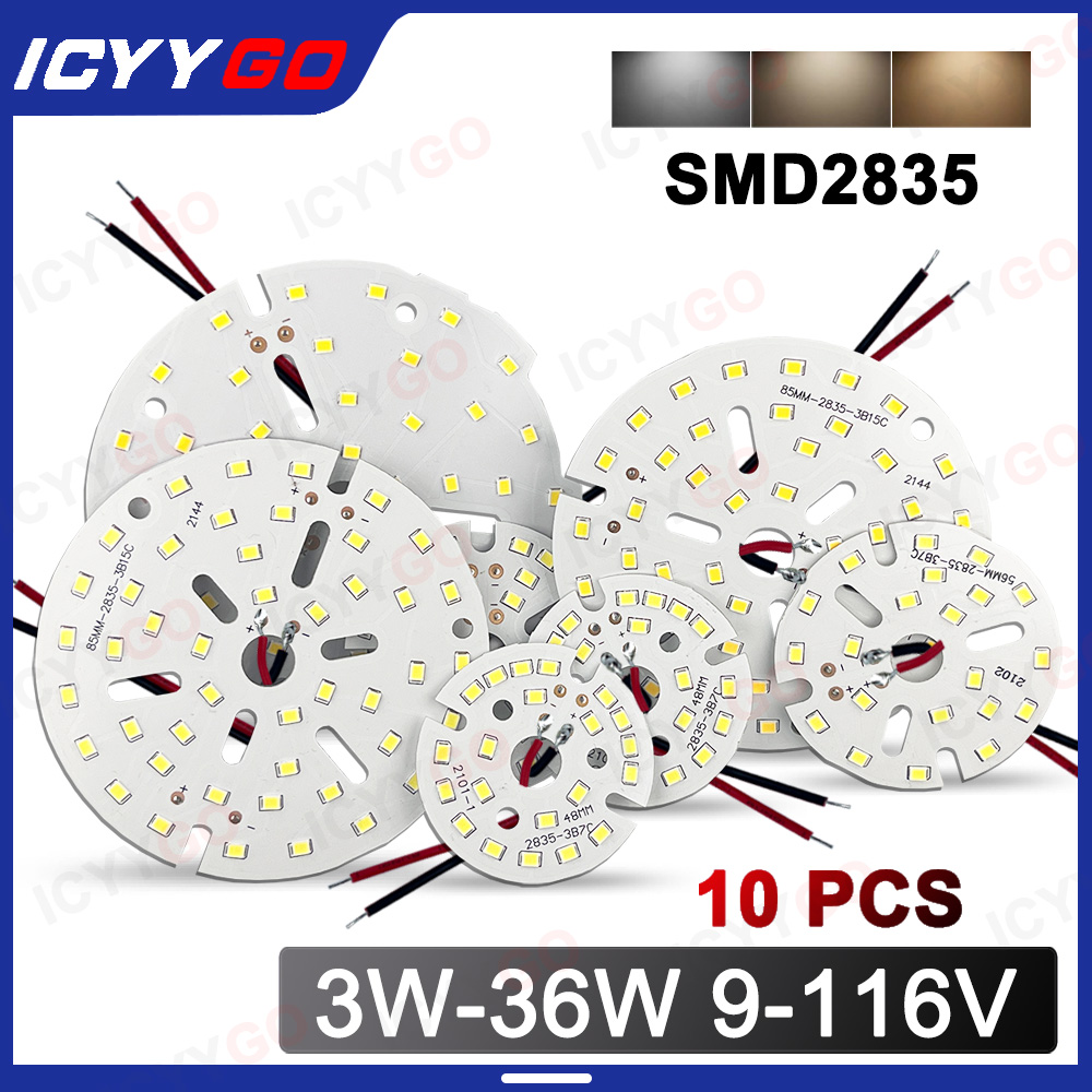 10 個 5 ワット 7 ワット 9 ワット 12 ワット 15 ワット 18 ワット 24 ワット 36 ワット 2835 輝度 SMD ライトパネル LED ライトパネル天井用 LED 電球交換ライトパネル