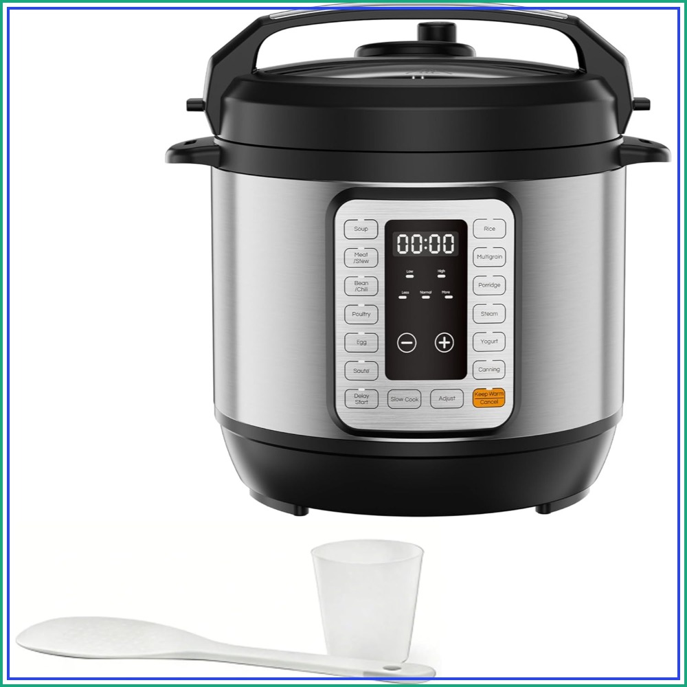6QT 電気圧力鍋、12 プリセット付き 16-in-1 マルチクッカー、スロークック、スチーム、ソテー、缶詰、ヨーグルトメーカー、食器洗い機対応