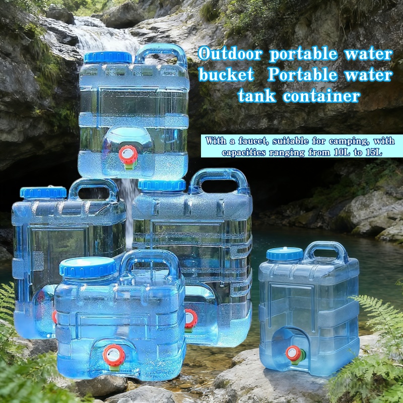 10L 15L ポータブル水容器蛇口付きキャンプ用品水貯蔵バケツキャンプピクニックハイキングアウトドア活動