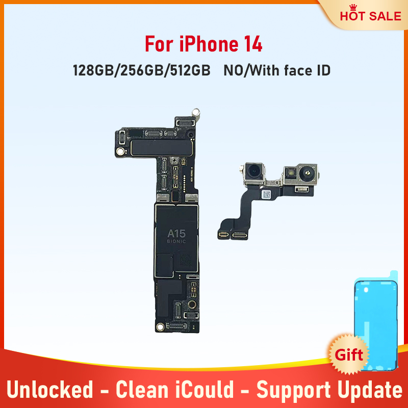 無料の iCloud マザーボード iPhone 14 ロック解除メインボード顔 ID 128 グラム 256 グラムロジックボード物理カード ESIM SIM バージョン