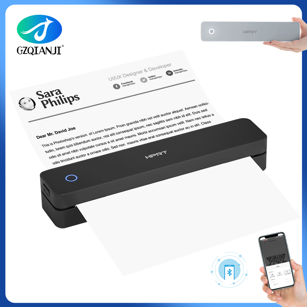 A4 ポータブル サーマル プリンター 203PDI ワイヤレス Bluetooth インクレス プリンター Android
