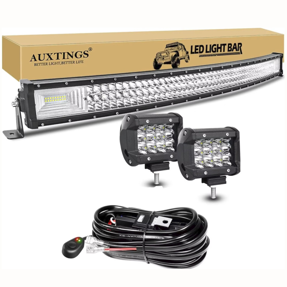 7D 22 - 52インチ カーブ 270W-675W オフロード LED ライトバー 2x36W ワークライトワイヤーキット付き 12V 24V LED バー 車 ジープ トラック 4x4 ボート用