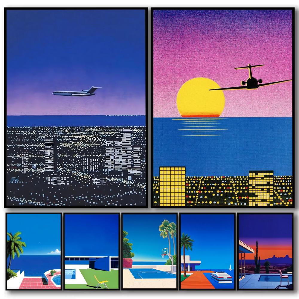 H-hiroshi Nagai アートワーク絵画書道高品質コットンキャンバスポスター壁アートリビングルームコーヒーハウス装飾