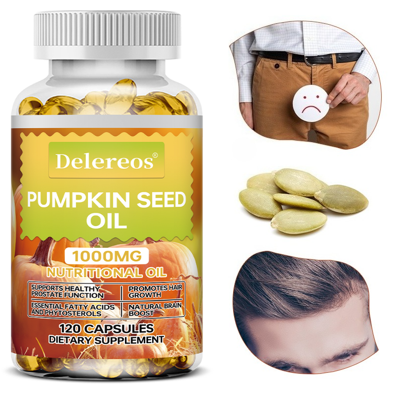 パンプキンシードオイルカプセル 1000mg、前立腺、尿路、膀胱をサポート