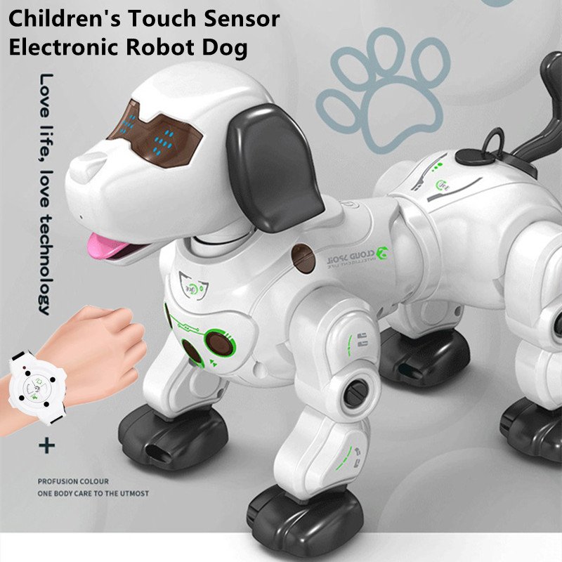 スマートタッチセンサー 2.4 グラム腕時計リモコン電子かわいい犬ワンキーフォロースプレー煙ライト音楽 RC ロボット犬子供のおもちゃ