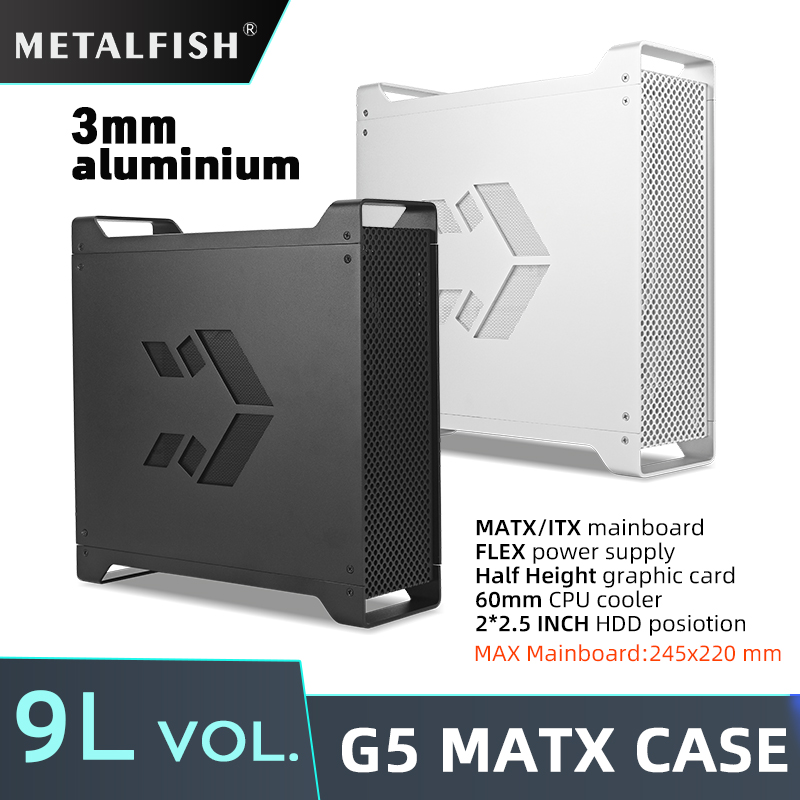 METALFISH G5 コンピュータケース PC ゲーマーマイクロ ATX HTPC ケースデスクトップゲーミングオールアルミニウムスリムシャーシサポートナイフカード FLEX パワー