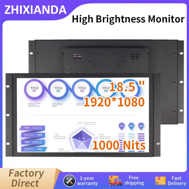 Zhixianda 18.5 インチ太陽光読み取り可能 1000 ニット容量性タッチスクリーンオープンフレームモニター IPS 産業用ディスプレイ HDMI VGA