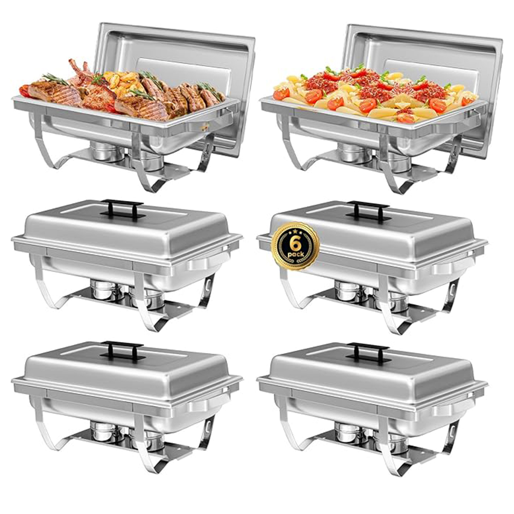 チェーフィングディッシュビュッフェセット 8QT 電気ステンレス鋼 2/4/6 パックフルサイズパンフードウォーマーチェーフィング燃料ホルダーパーティーケータリング用