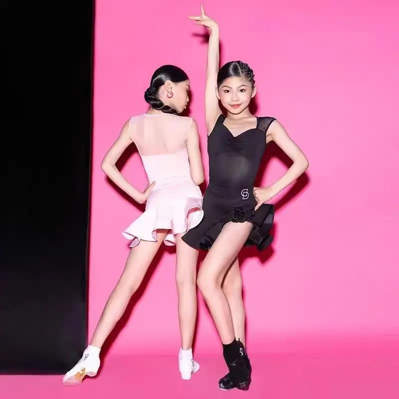 ラテンダンストレーニング衣装女の子新しい子供のパフォーマンス衣装競技規則ラテンダンスドレス