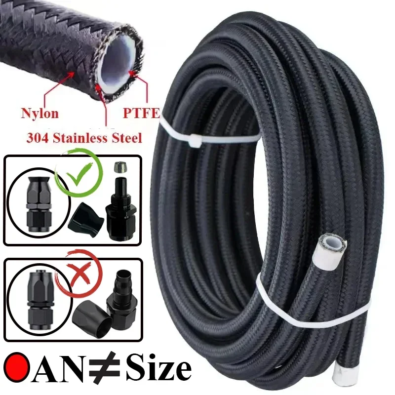 1 メートル/2 メートル/3 メートル/5 メートル AN3 AN4 AN6 AN8 AN10 ユニバーサル E85 燃料ホースオイルガスクーラーラインパイプチューブ内側 PTFE ナイロンステンレス鋼編組