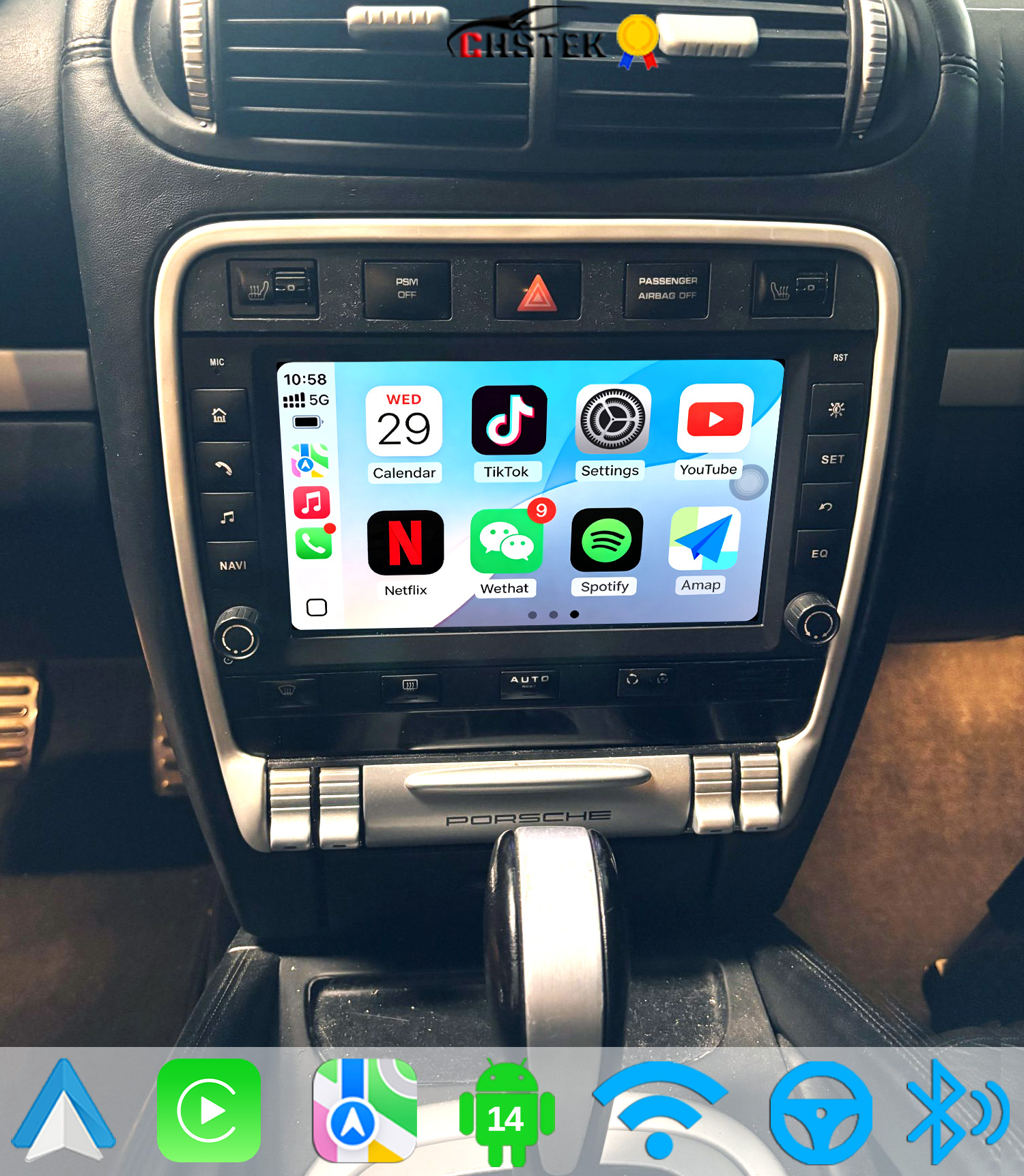 ポルシェカイエン 9PA 957 955 2002-2010 自動ラジオステレオ Android 14 Carplay ナビゲーション WIFI 4G RDS マルチメディアプレーヤー CHSTEK