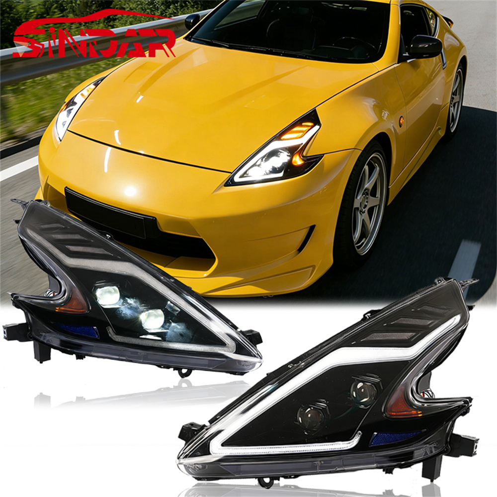 SINDAR 自動 LED ヘッドライトアセンブリ 日産 370Z フェアレディ Z Z34 2009-2021 用、OE スタイル変更されたヘッドランプアクセサリー 370Z 用