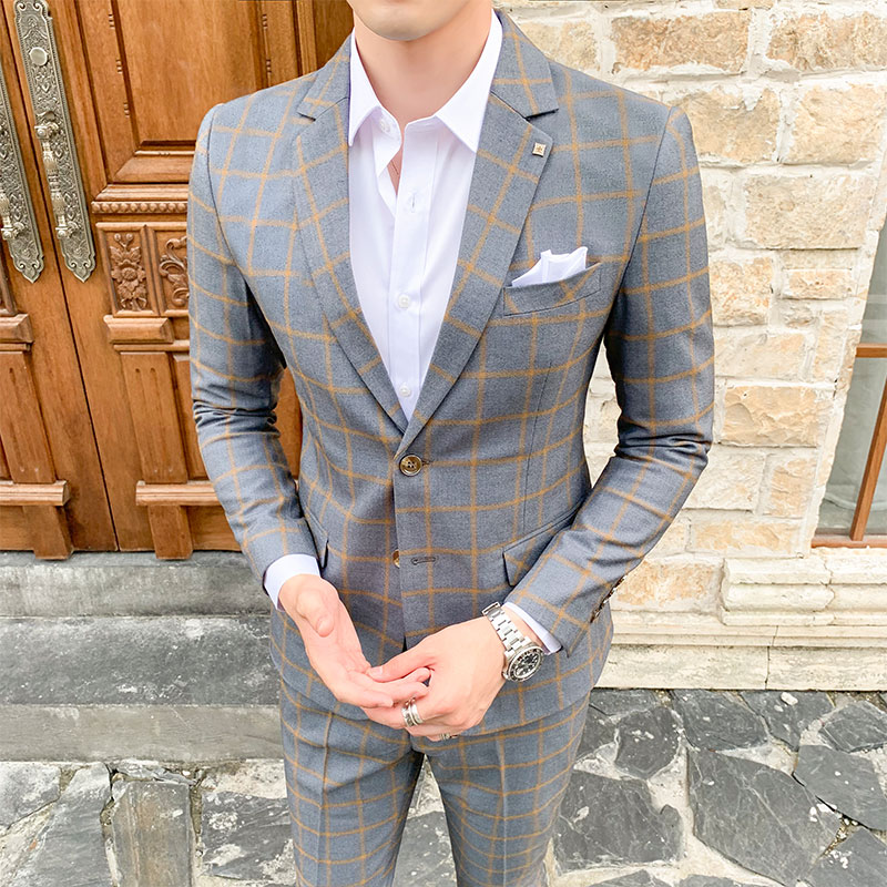 高品質 大きいサイズ メンズ 結婚式 スーツ 5XL S-4Q 2024 ファッション ハンサム アセテート ツーピース セット (スーツ パンツ)
