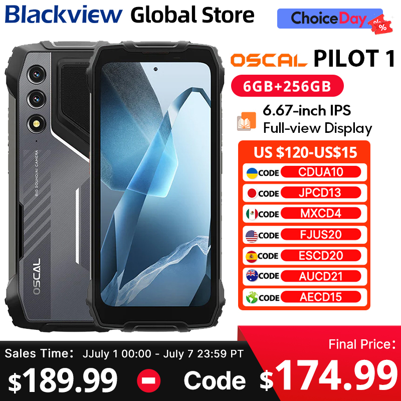 Blackview Oscal PILOT 1 頑丈な電話機 6.67 インチ HD 90Hz ディスプレイ 5W ボックス スピーカー 6GB 256GB Helio G81 CPU 15000mAh NFC 携帯電話