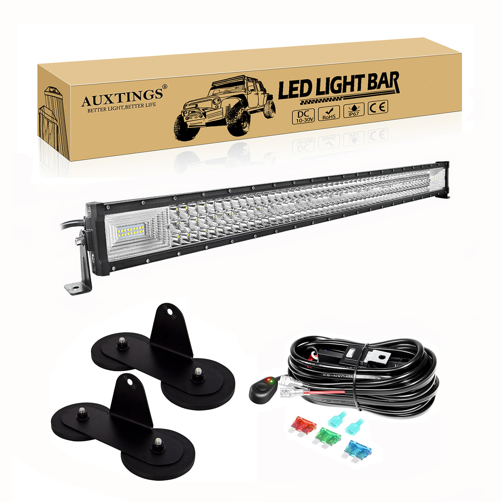 7D 22 - 52インチ ストレート 270W-675W オフロード LED ライトバー 強力なマグネットブラケットワイヤー 12V 24V LED バー SUV トラック 4x4 ボート用