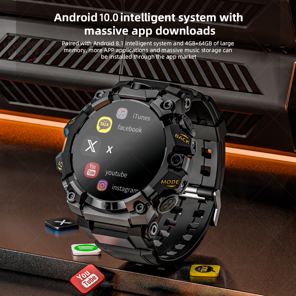 5 グラムセルラーバージョン Q668 アンドロイド 10.0 スマートウォッチ 1.95 インチ Amoled 720*720 スマートウォッチ 800 ワットデュアルカメラ GPS WIFI Sim カード