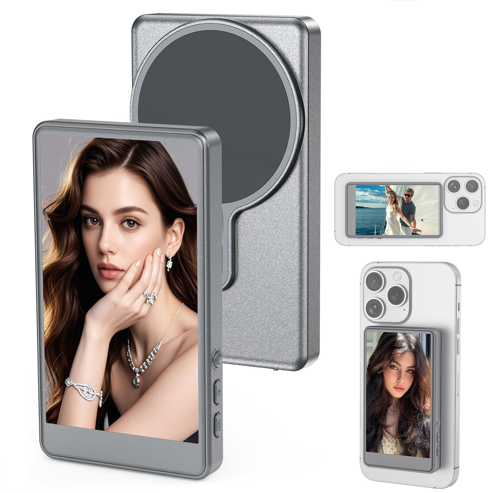 電話用 Vlog Selfie モニター画面 (iPhone 17 には対応していません) または Selfie Vlog、MagSafe 用磁気マウント、ワイヤレス接続