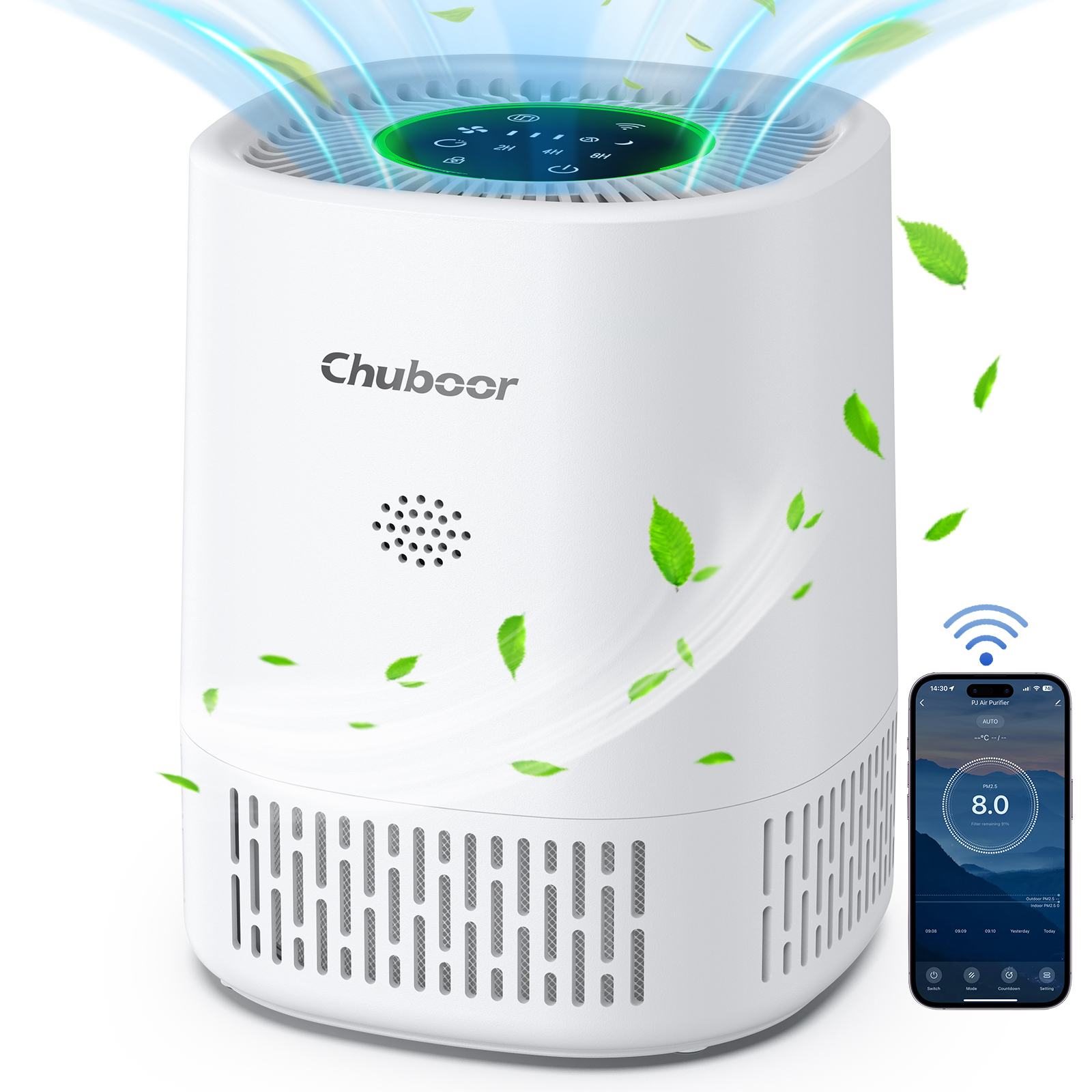 Chuboor 空気清浄機 寝室 ホーム用 フィルタークリーナー スポンジフィルター付き 煙アレルギー ペット フケ 臭い ほこり オフィス デスクトップ用
