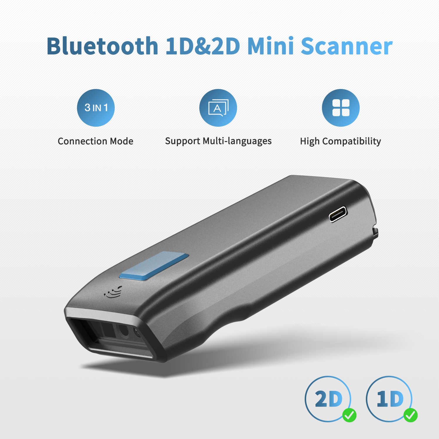 NETUM Z2 ワイヤレス QR バーコード スキャナーおよび Bluetooth ワイヤー 2D バーコード リーダー PDF417 pos スキャン用自動検知