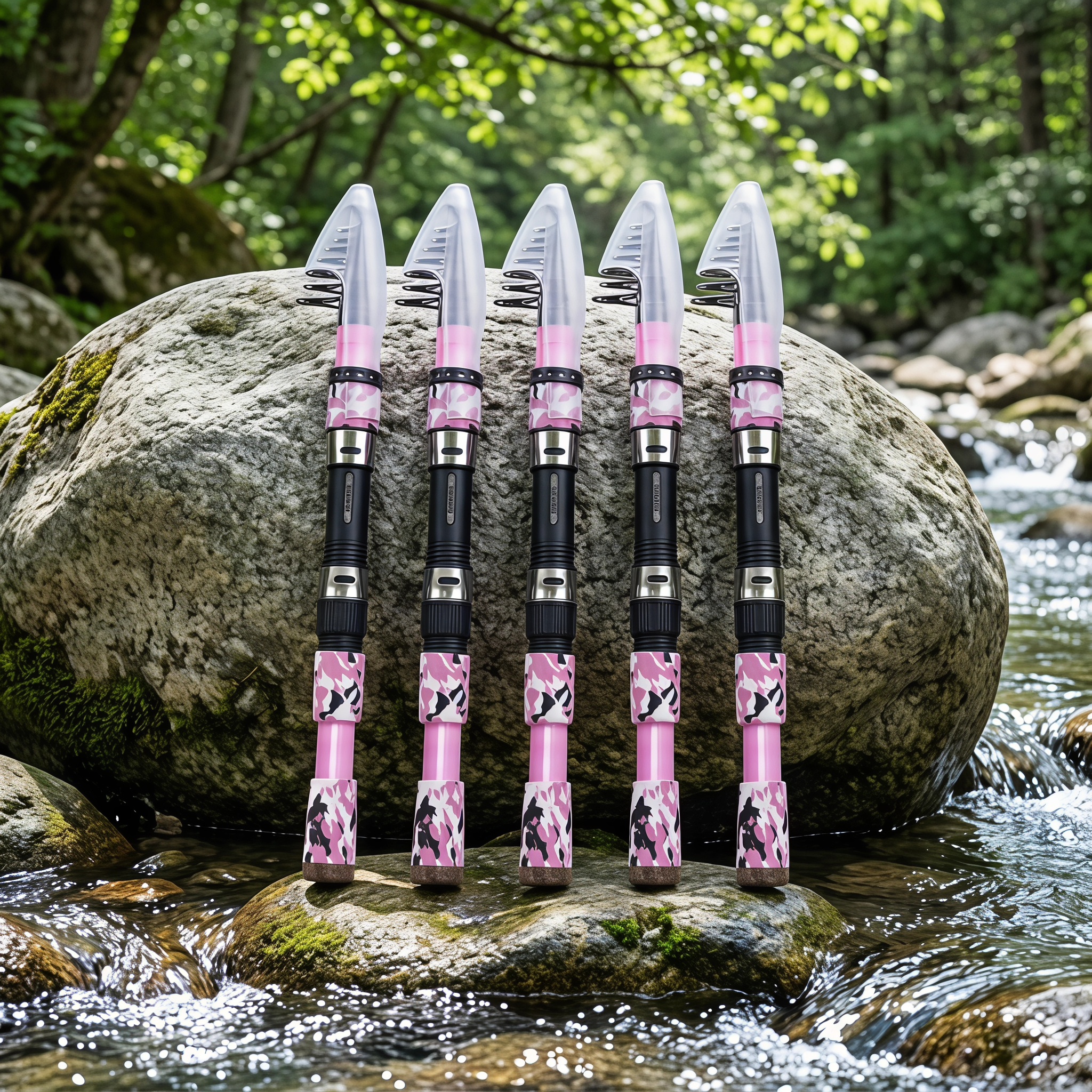 Goture 24T ピンク釣り竿 ML アクションスピニングリールポール伸縮ロッドスターター旅行海水淡水、女性へのギフト