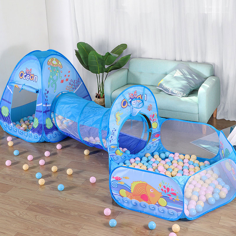 3 in 1 Children's Tent Toy Ball Pit Pool House Portable Children Tipi Tents Crawling Tunnel Pop Up Tent House Kids Camping Tent