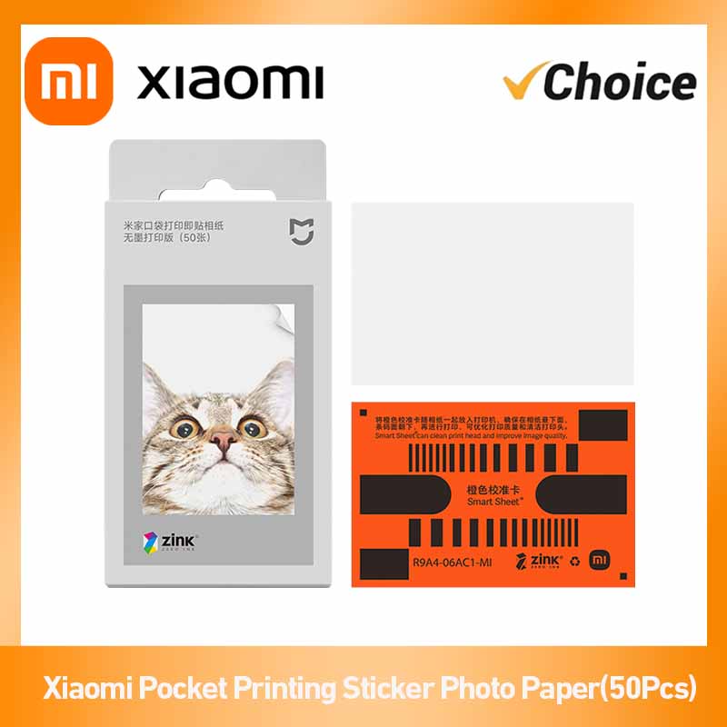 Xiaomi ポケットフォトステッカー用紙 50 枚、Mijia ポケットフォトプリンター 1S 用 3 インチ粘着 ZINK 紙、インクフリー印刷