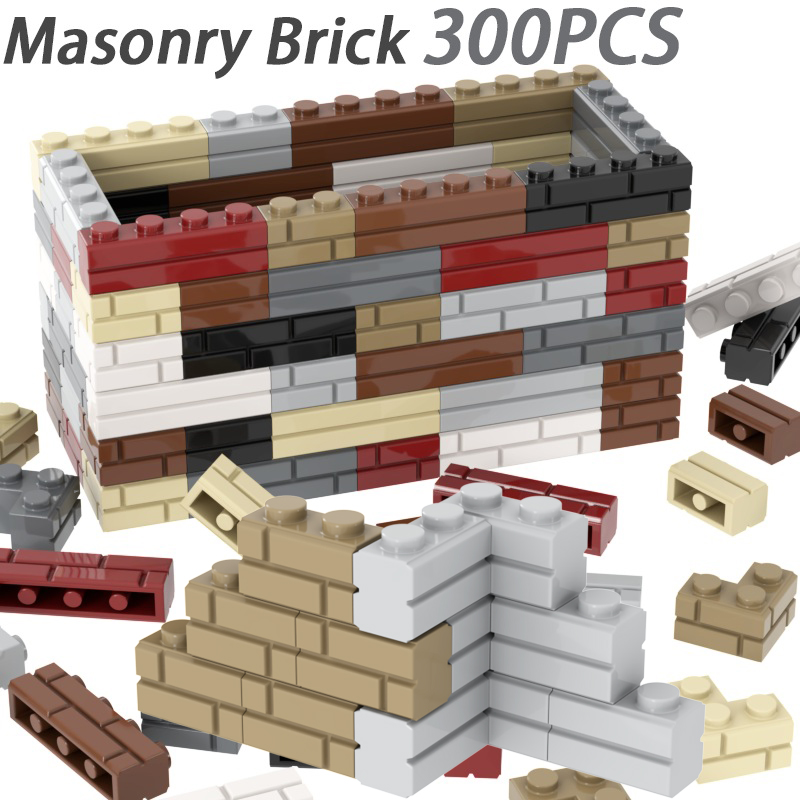 300 個石積み壁修正レンガ 15533 1x4 1x2 コーナーおもちゃビルディングブロック互換性のある主要ブランドプロファイルコレクション