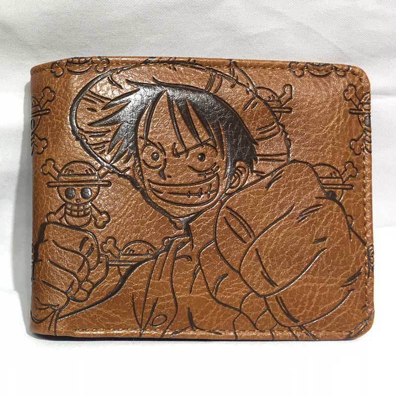 ワンピースルフィ財布男性 Pu レザーショート財布漫画ファッション大容量多機能クレジットカードホルダー小銭入れ