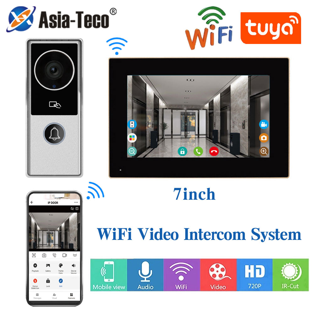 Wifi Tuya アプリビデオインターホン 1080P ビデオドアベル HD カメラアパート用 7/10 インチタッチモニターワンキーロック解除モーション検出